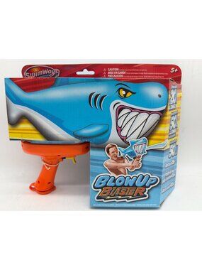 Blowup Blaster Inflatable Shark Water Gun 5+ Years 20" Long 15ft Water Blast Ran